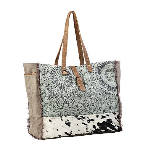 Myra Bag Albino Upcycled Canvas & Cowhide Shoulder Bag sale.