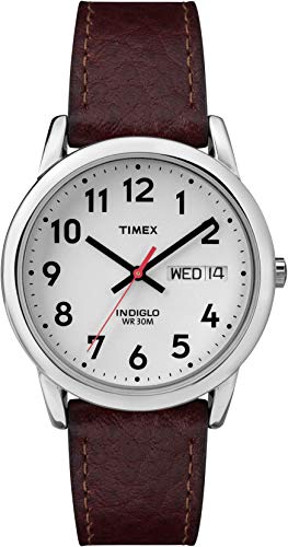 Timex Easy Reader Day-Date Leather Strap Watch.