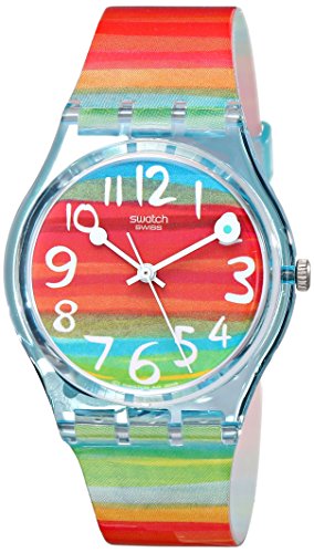Swatch Women's GS124 Quartz Rainbow Dial Plastic Watch.