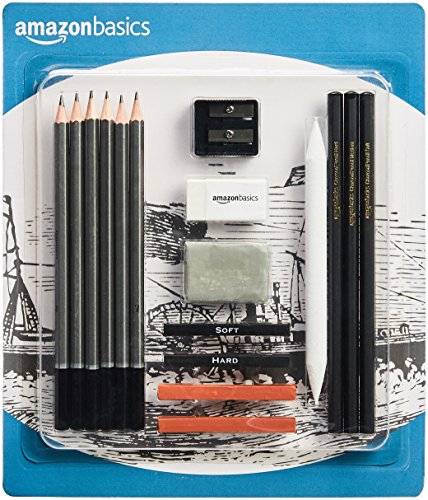 Amazon Basics Sketch and Drawing Art Pencil Kit - 17-Piece Set.