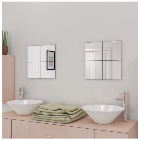 Frameless Mirror Tiles Glass 16x20.5cm Mirrored Wall Tile Bathroom.