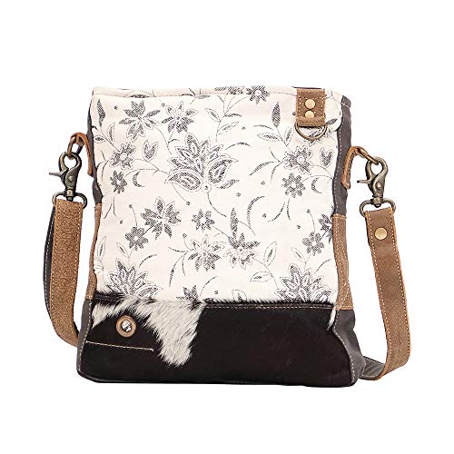 Myra Bag Albino Upcycled Canvas & Cowhide Shoulder Bag sale.