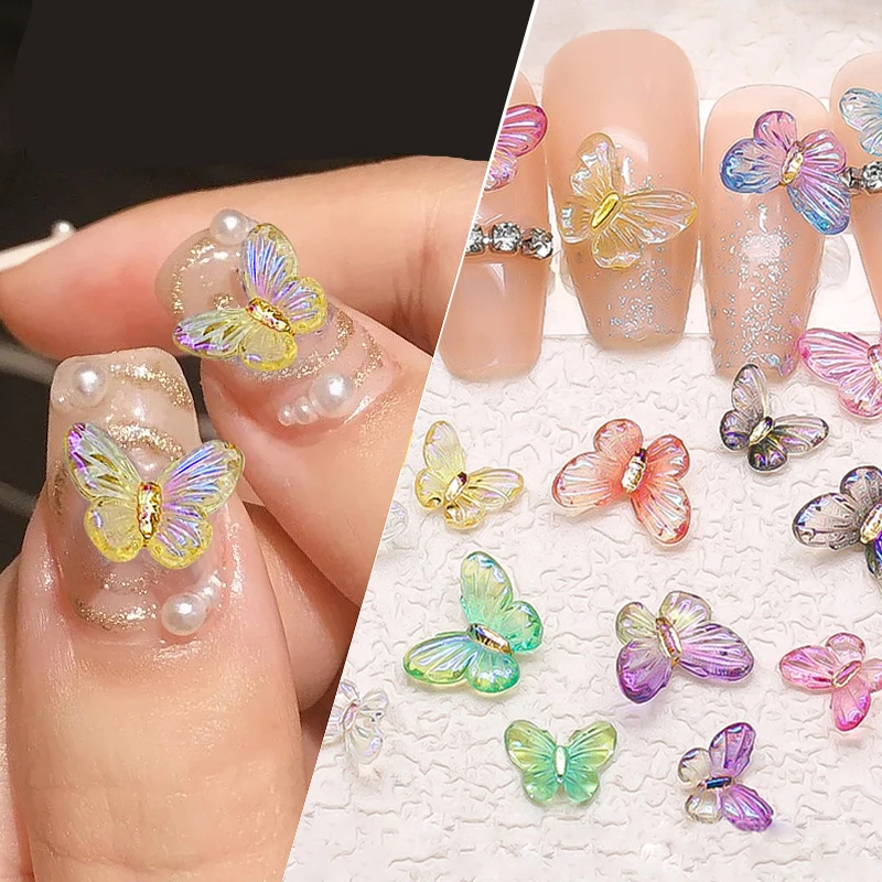 30/20Pcs Auroras White Butterfly 3D Nail Art.