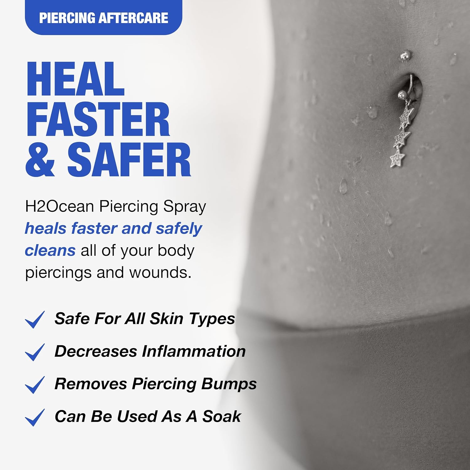 H2Ocean Purified Ocean Salt Water Piercing Aftercare Spray on Sale.