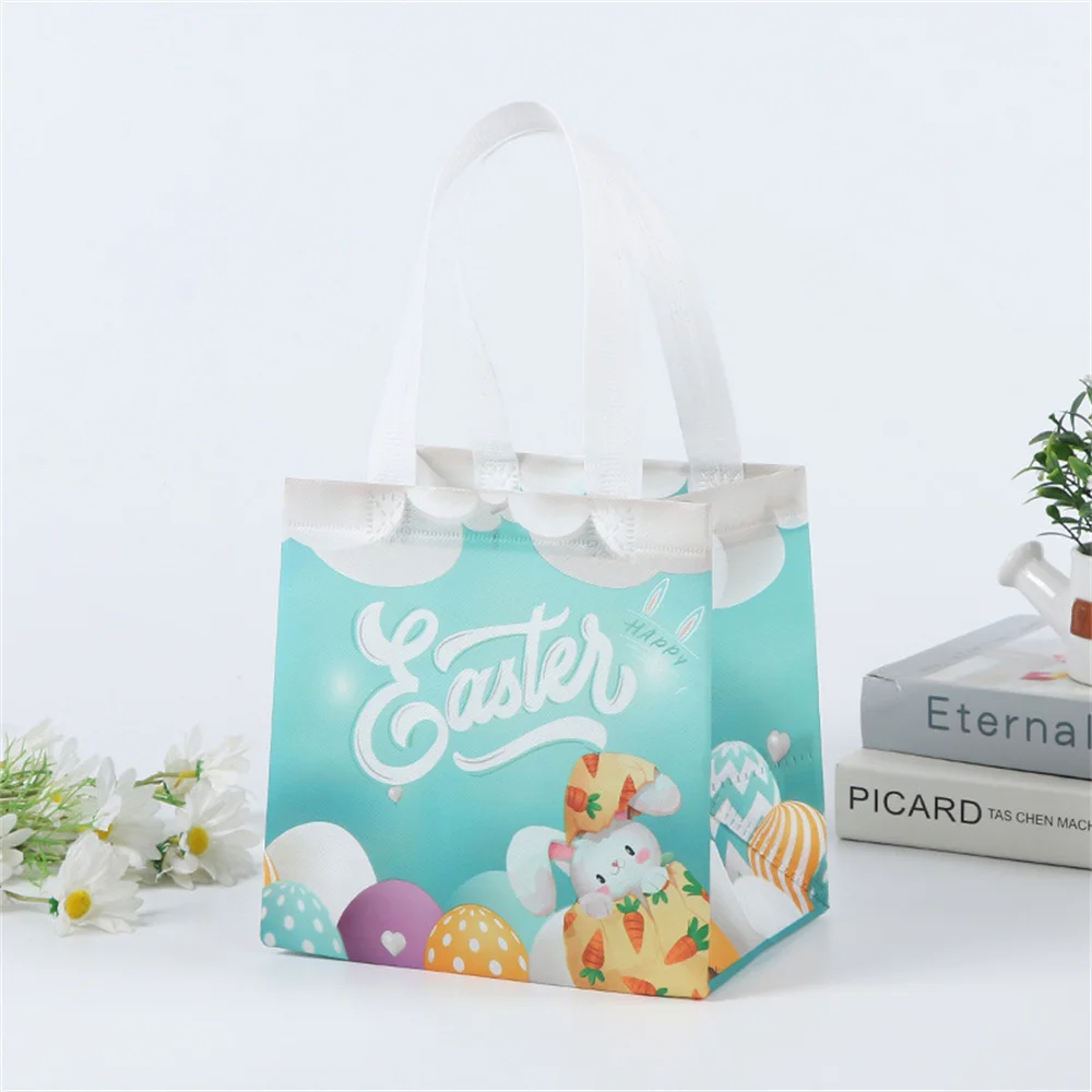 Happy Easter Tote Bags With Handle Non-Woven Gifts Bags.