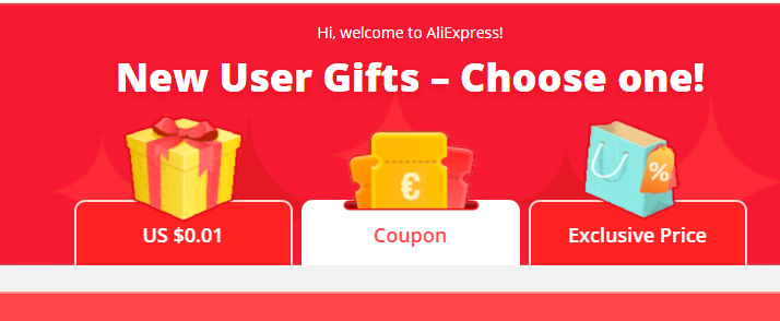 AliExpress new user bonus.