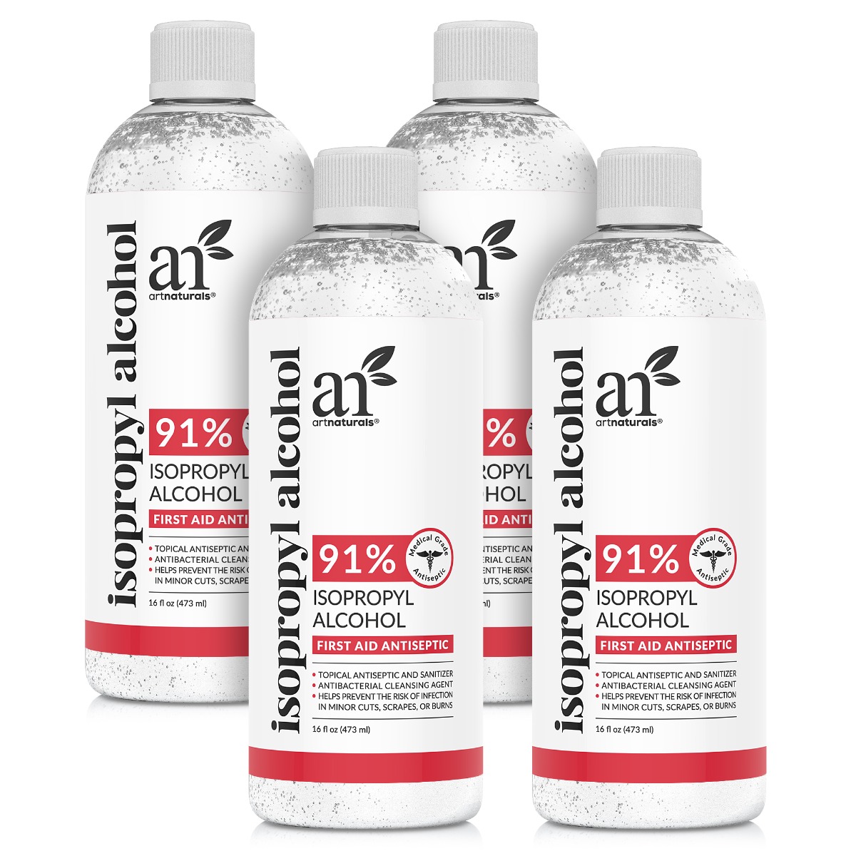 Isopropyl Alcohol 91% Purity - 4 bottles of 16oz discount deal.